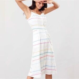 NWT Joules Abby Button Front Cotton Midi Dress in Multicolor Stripe Size US 14